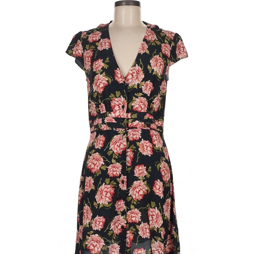 Topshop floral V-neck dess sz 8. Button up